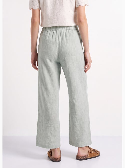 Pantalon large chiné élastiqué avec lin - AFIBEL - Kiabi