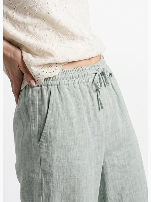 Pantalon large chiné élastiqué avec lin - AFIBEL - Kiabi