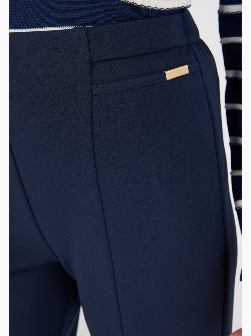 Pantalon large classique en maille - Damart Bleu - Kiabi