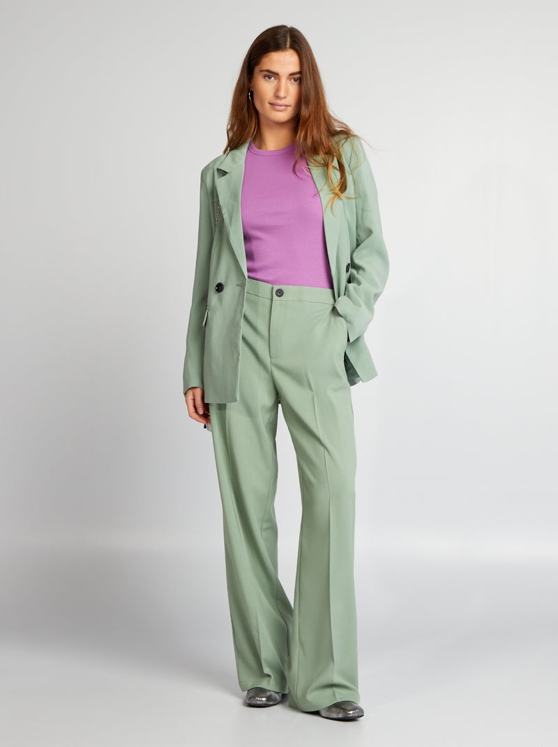 Pantalon large classique Vert - Kiabi