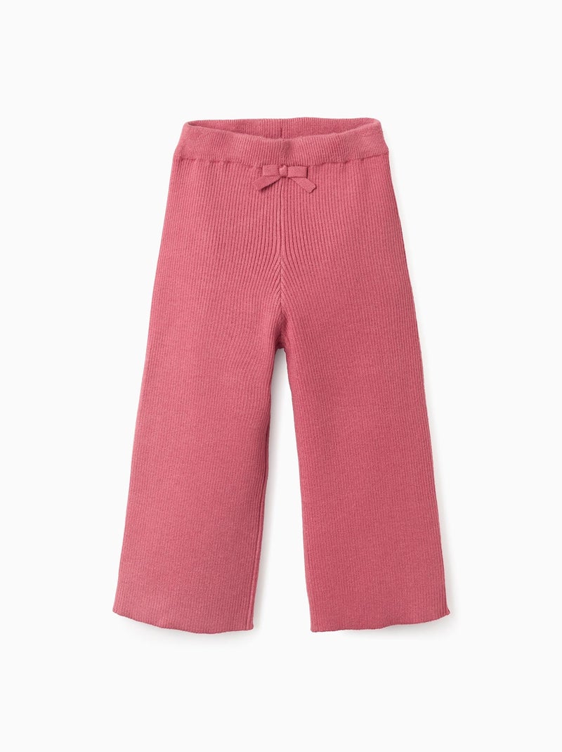 Pantalon Large Côtelé avec Nœud Rose foncé - Kiabi