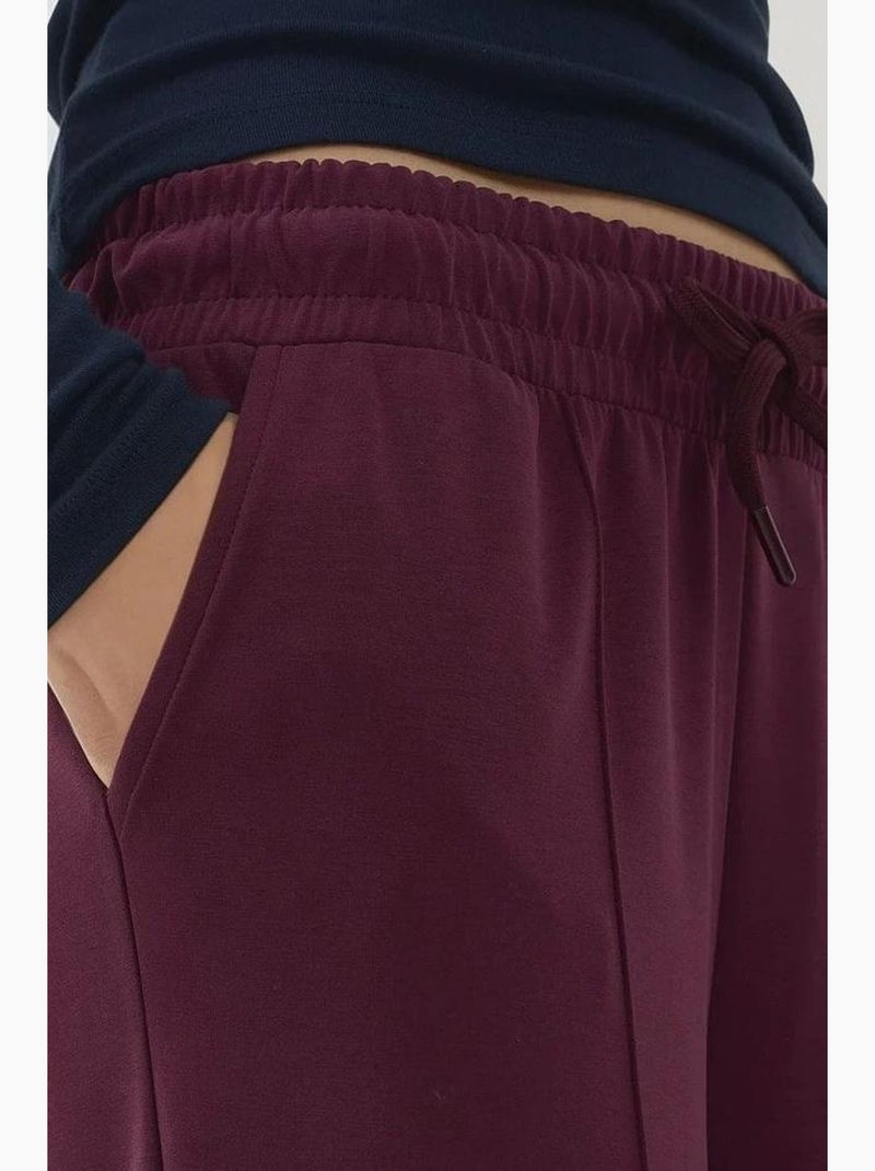 Pantalon large côtelé doux au toucher hiccup Rouge bordeaux - Kiabi