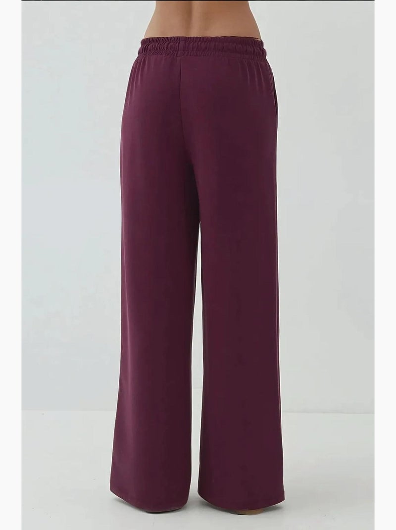 Pantalon large côtelé doux au toucher hiccup Rouge bordeaux - Kiabi