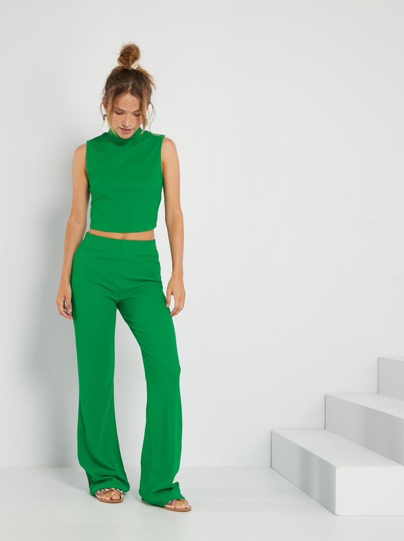 Pantalon large côtelé Vert - Kiabi