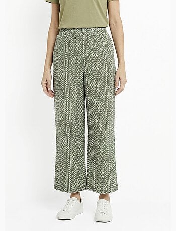 Pantalon large coton, broderie anglaise - AFIBEL