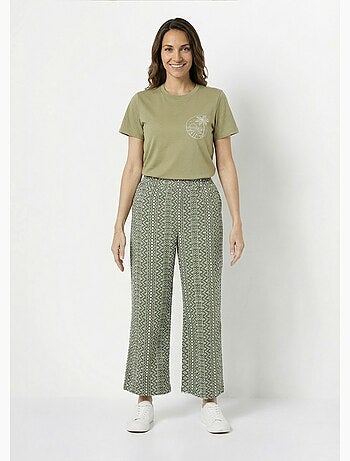 Pantalon large coton, broderie anglaise - AFIBEL