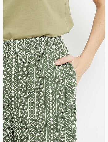 Pantalon large coton, broderie anglaise - AFIBEL