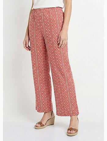 Pantalon large coton, broderie anglaise - AFIBEL