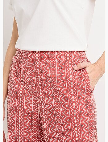 Pantalon large coton, broderie anglaise - AFIBEL