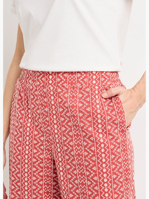 Pantalon large coton, broderie anglaise - AFIBEL - Kiabi