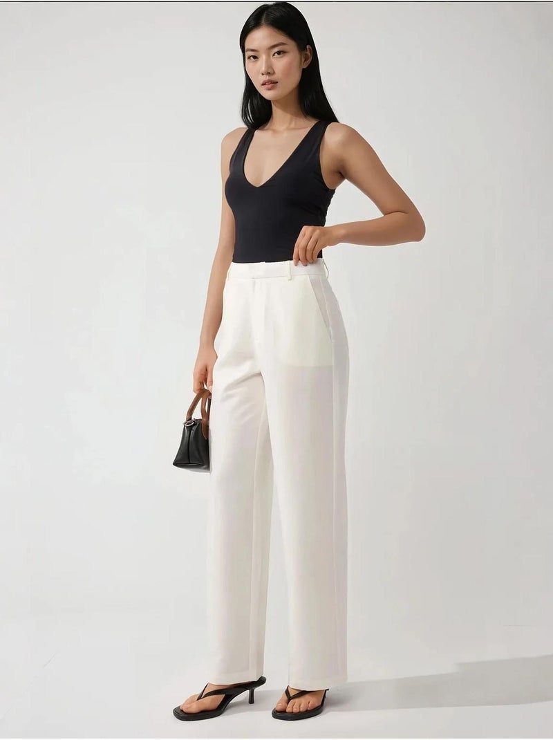 Pantalon large coupe décontractée Blanc - Kiabi