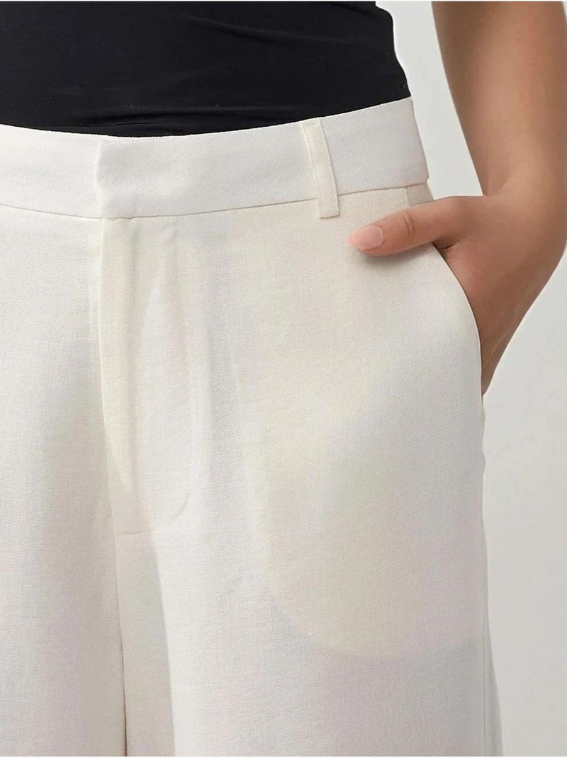 Pantalon large coupe décontractée Blanc - Kiabi
