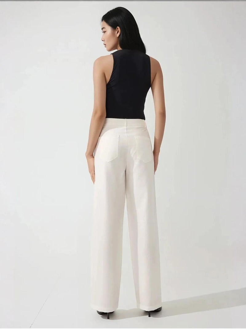 Pantalon large coupe décontractée Blanc - Kiabi