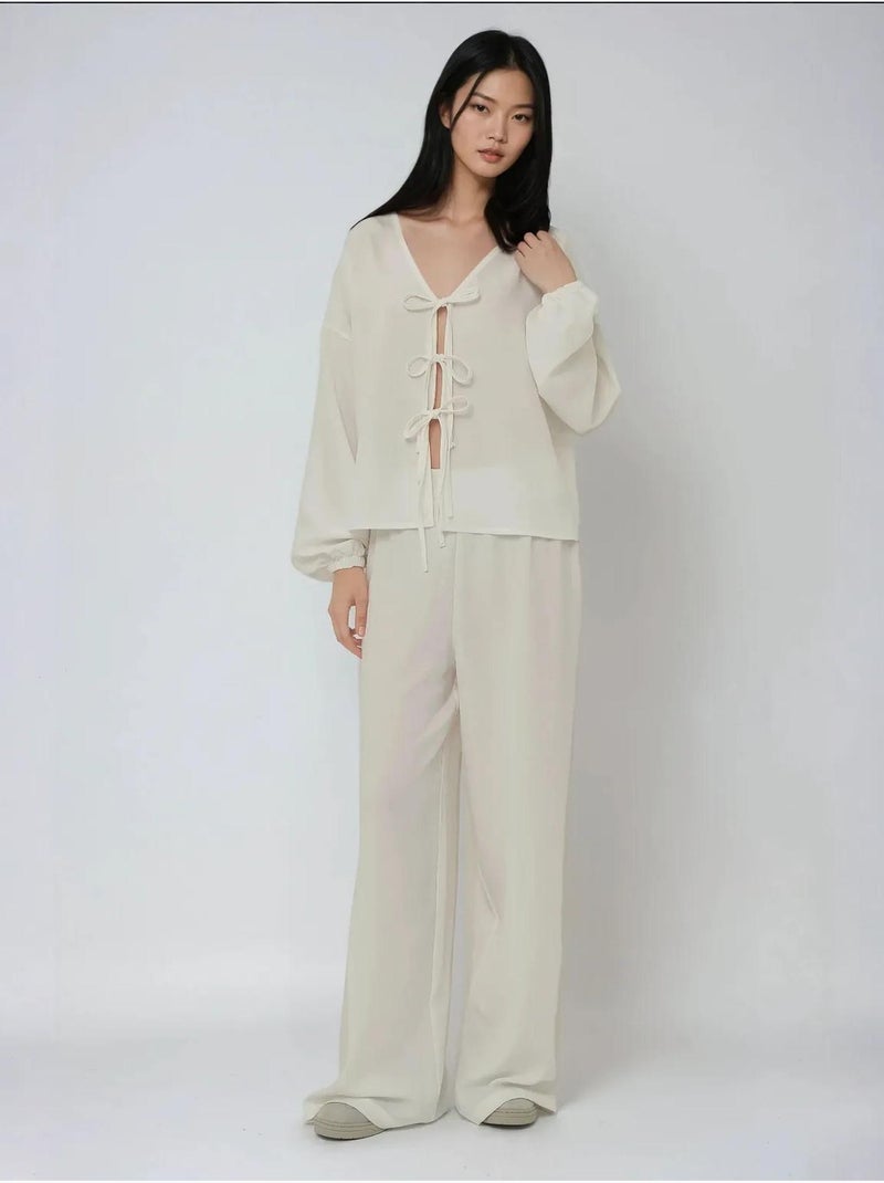 Pantalon large coupe décontractée Blanc - Kiabi