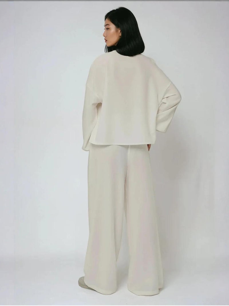Pantalon large coupe décontractée Blanc - Kiabi