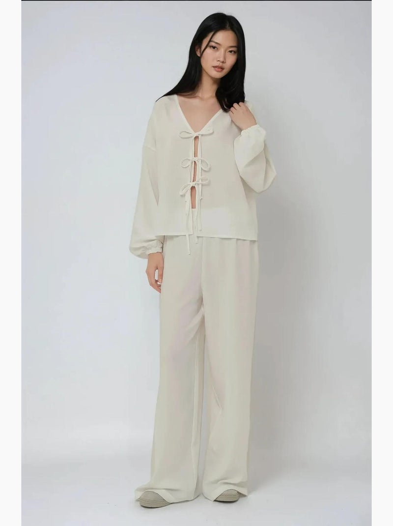 Pantalon large coupe décontractée hiccup Blanc - Kiabi