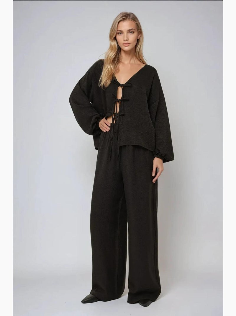 Pantalon large coupe décontractée hiccup Noir - Kiabi