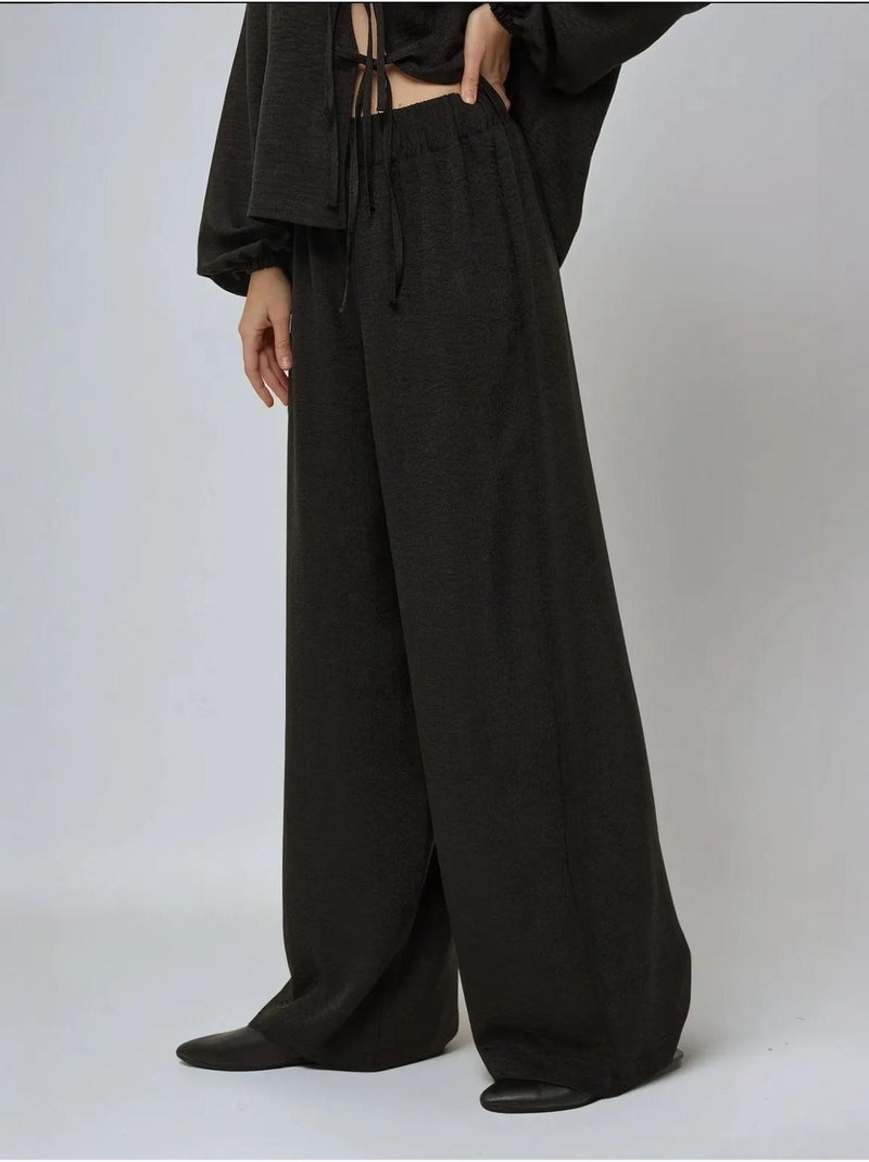 Pantalon large coupe décontractée Noir - Kiabi