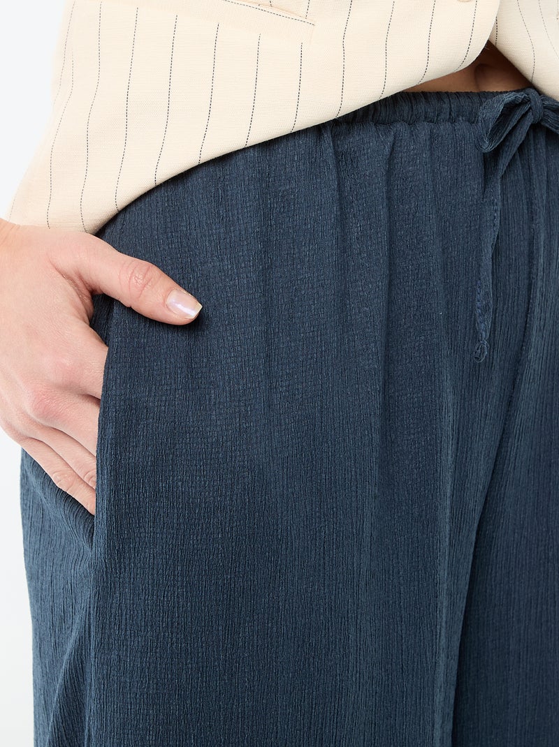 Pantalon large crêpé à 2 poches Bleu - Kiabi