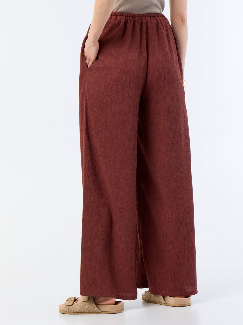 Pantalon large crêpé à 2 poches Marron - Kiabi
