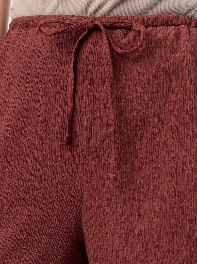 Pantalon large crêpé à 2 poches Marron - Kiabi