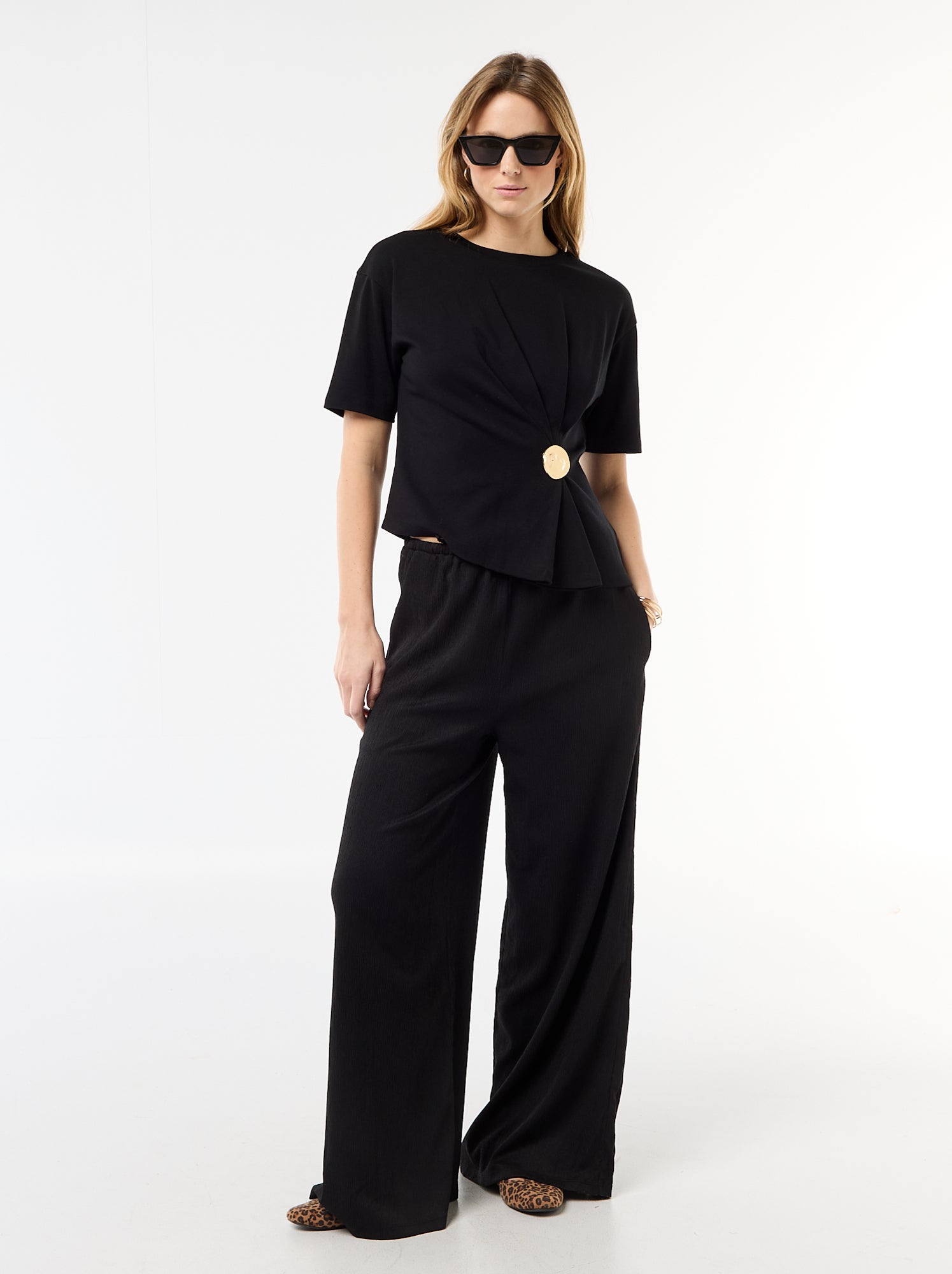 Pantalon large crêpé à 2 poches