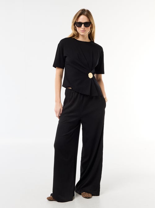 Pantalon large crêpé à 2 poches - Kiabi