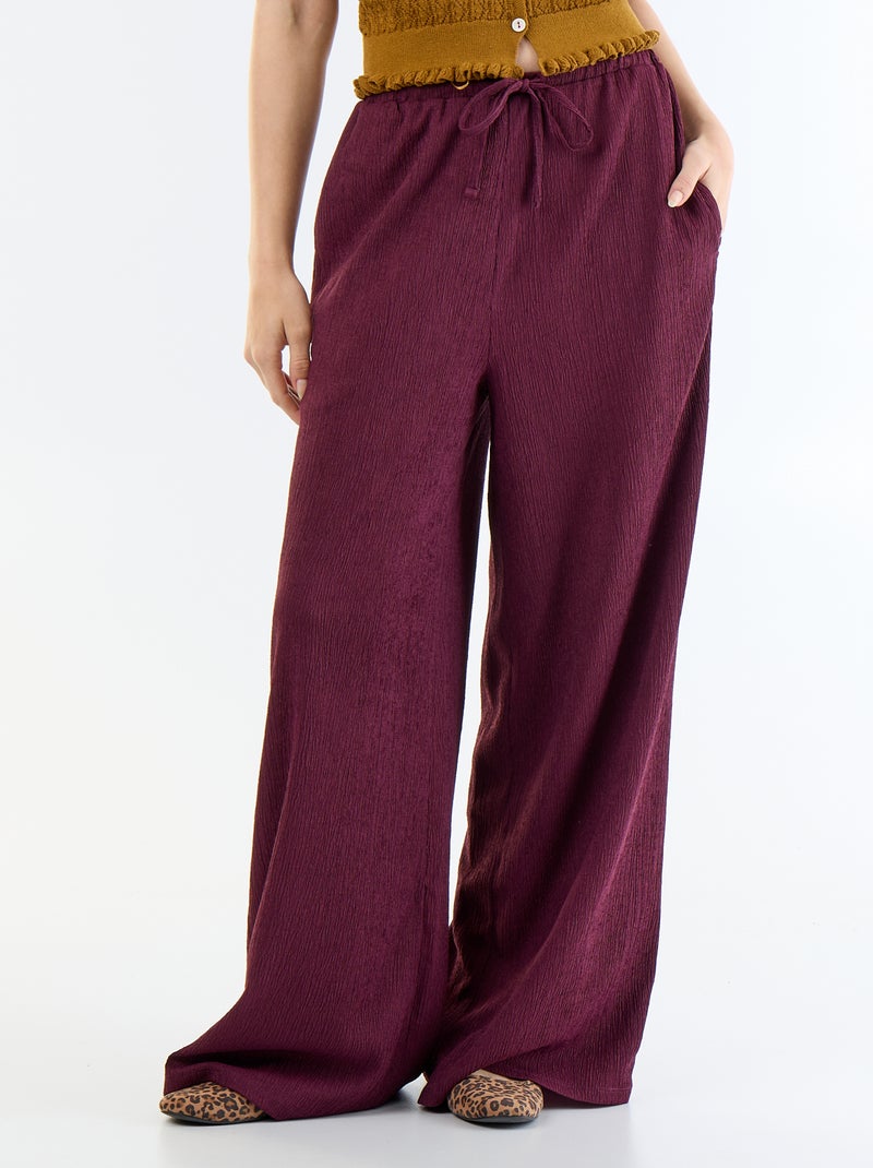 Pantalon large crêpé à 2 poches Rose - Kiabi