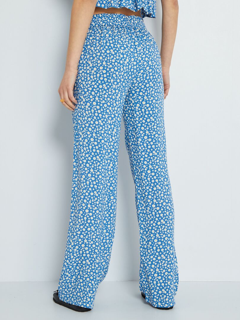 Pantalon large cropped à motifs Bleu ciel - Kiabi