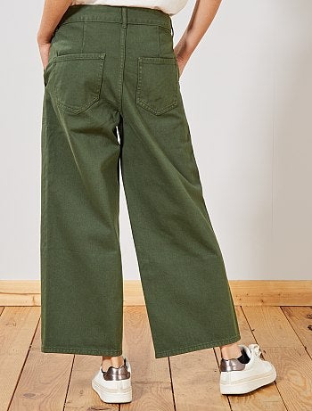 Pantalon large cropped effet denim - Kiabi