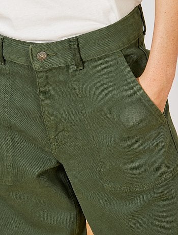 Pantalon large cropped effet denim - Kiabi