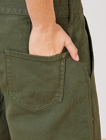 Pantalon large cropped effet denim - Kiabi