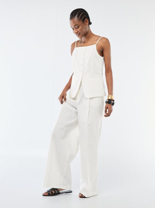 Pantalon large de cérémonie en lin mélangé - Kiabi