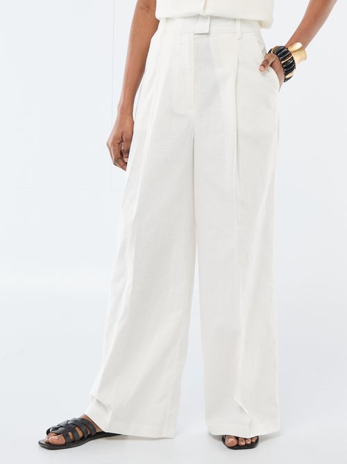Pantalon large de cérémonie en lin mélangé - Kiabi