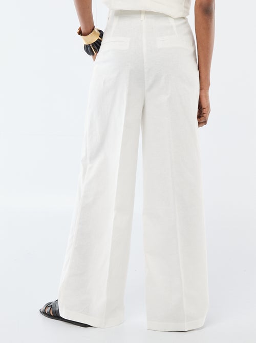 Pantalon large de cérémonie en lin mélangé - Kiabi