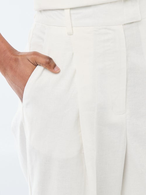 Pantalon large de cérémonie en lin mélangé - Kiabi
