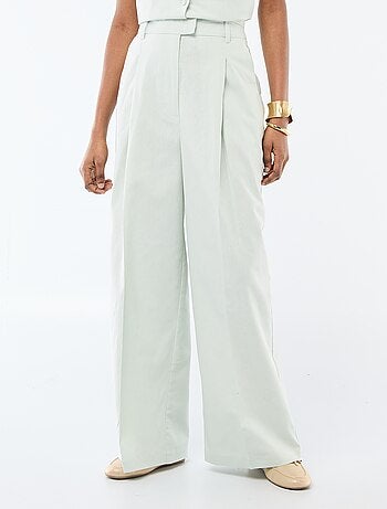 Pantalon large de cérémonie en lin mélangé