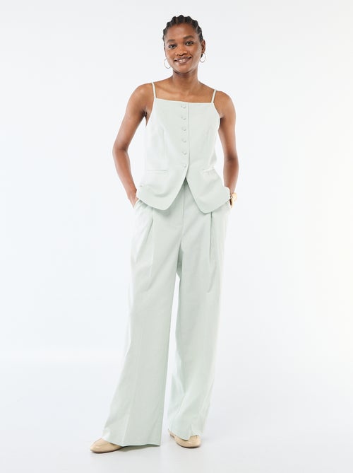 Pantalon large de cérémonie en lin mélangé - Kiabi