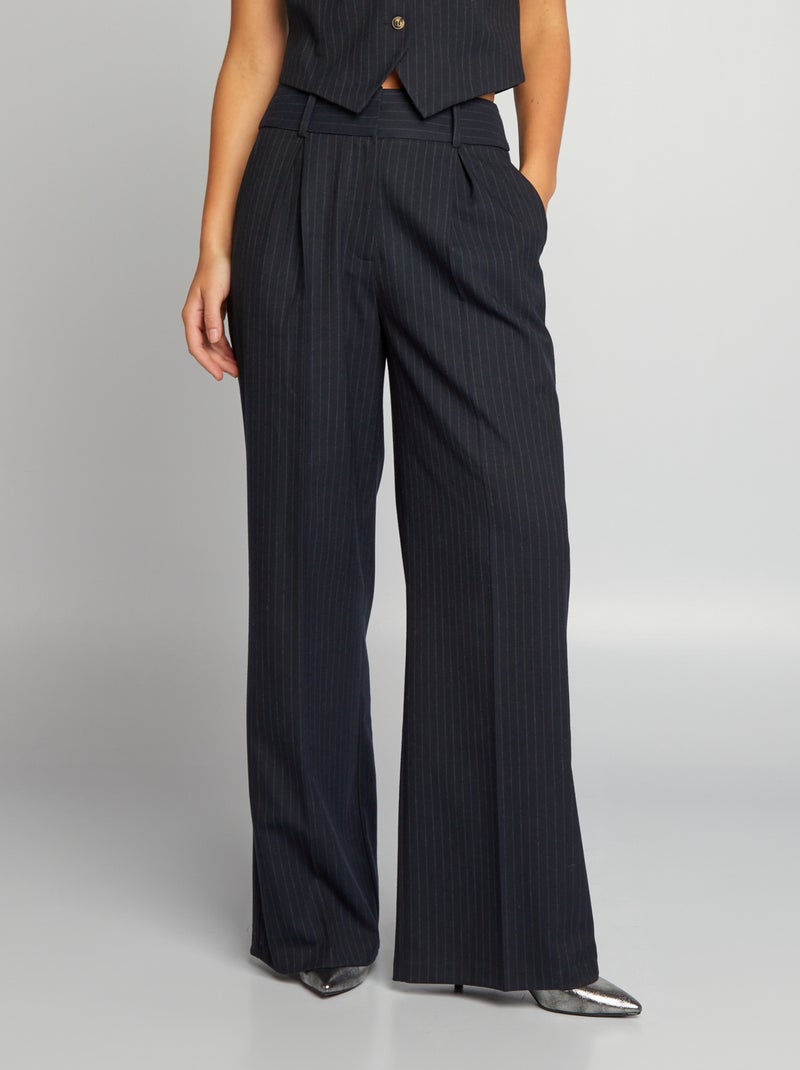 Pantalon large de costume Bleu à rayures - Kiabi