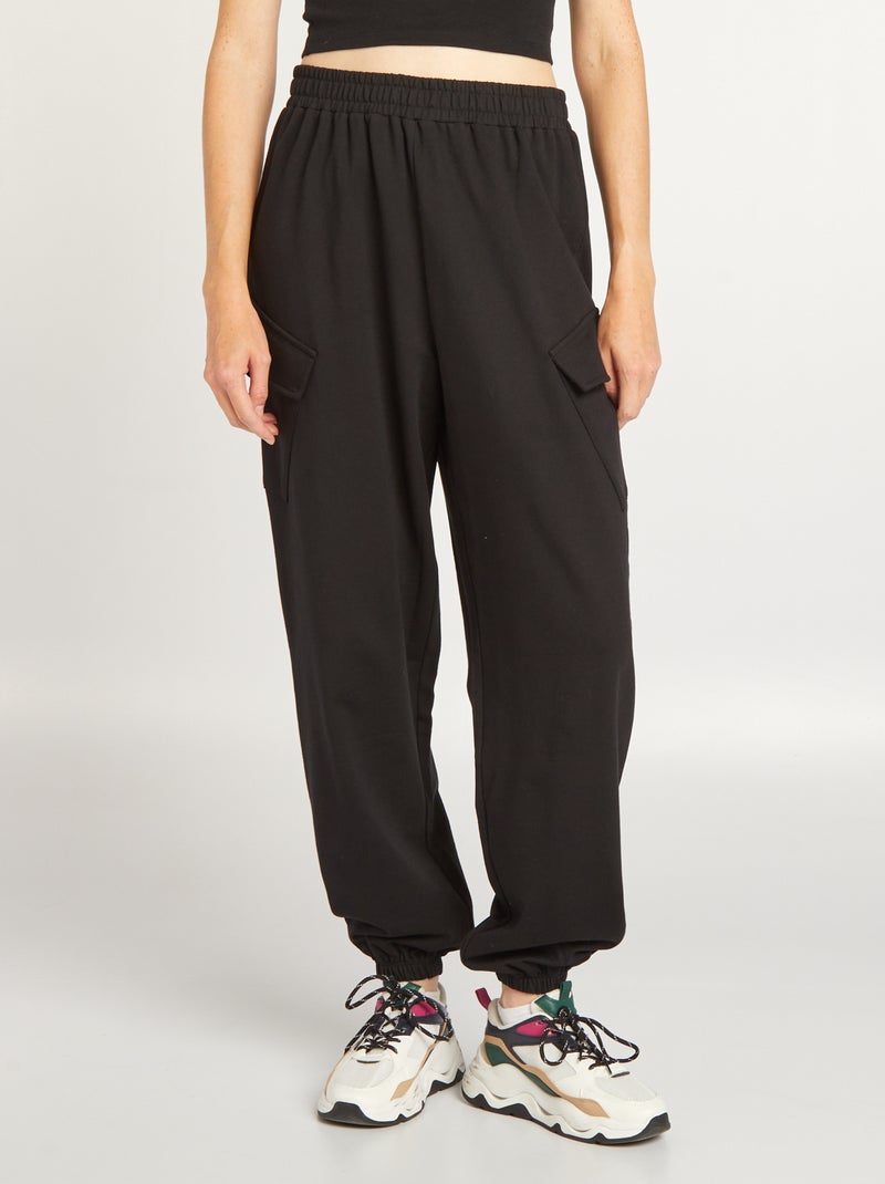 Pantalon large de jogging noir - Kiabi