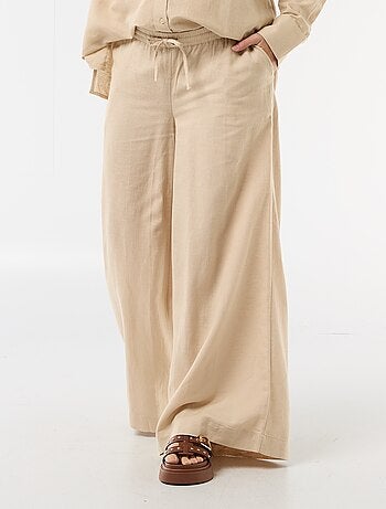 Pantalon large de maternité en lin mélangé