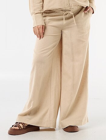 Pantalon large de maternité en lin mélangé