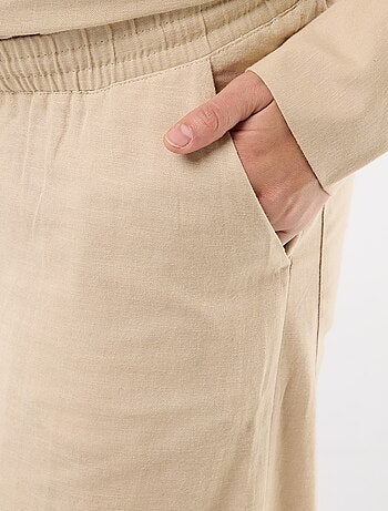 Pantalon large de maternité en lin mélangé