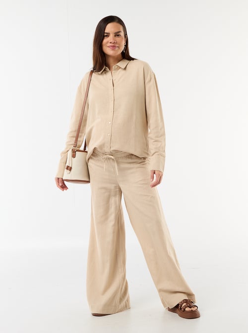 Pantalon large de maternité en lin mélangé - Kiabi