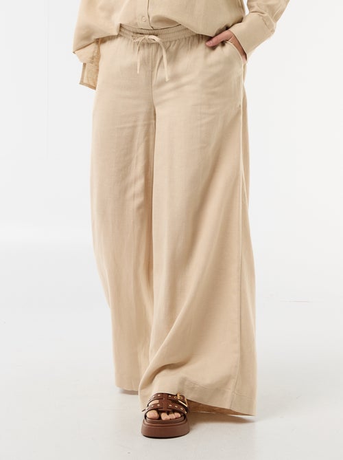 Pantalon large de maternité en lin mélangé - Kiabi