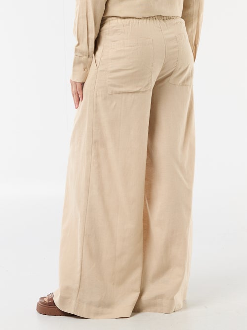 Pantalon large de maternité en lin mélangé - Kiabi