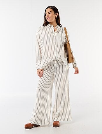 Pantalon large de maternité en lin mélangé
