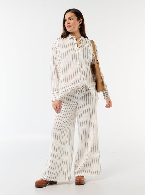 Pantalon large de maternité en lin mélangé - Kiabi