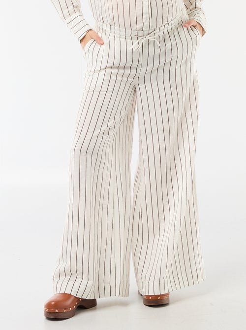 Pantalon large de maternité en lin mélangé - Kiabi