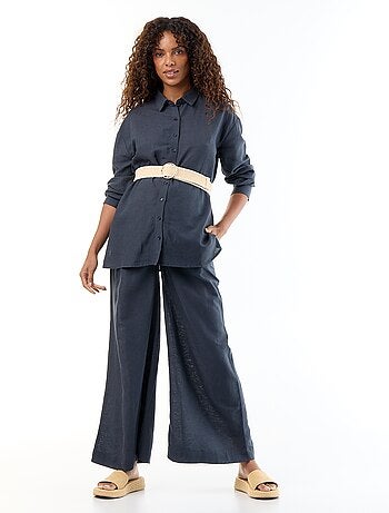 Pantalon large de maternité en lin mélangé